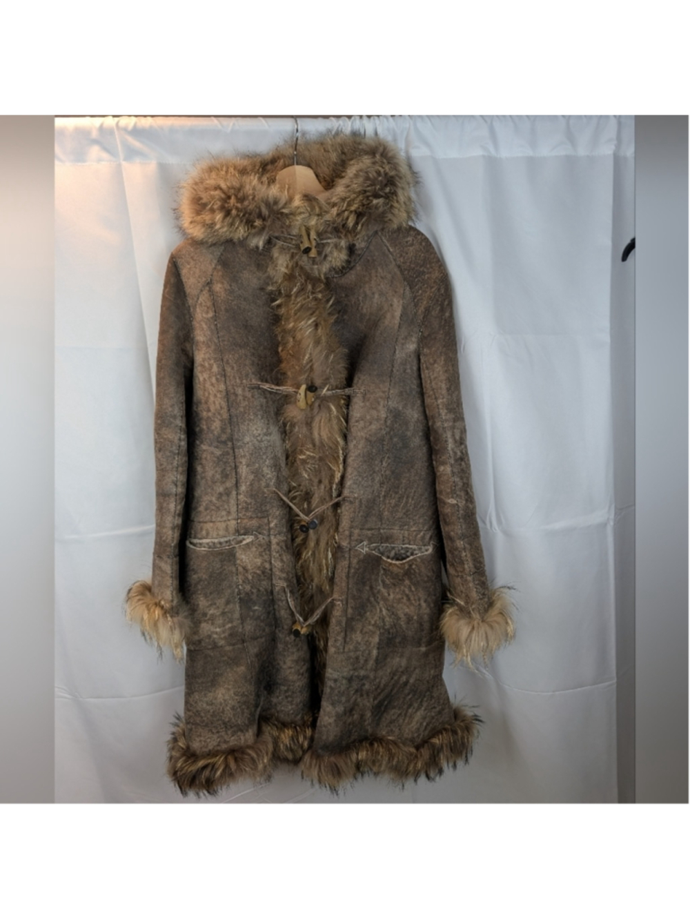 Joie Fur Trimmed Real Shearling Coat Size M In EUC